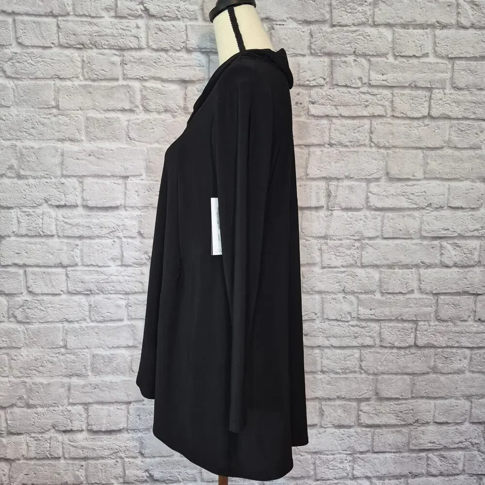 Sympli The Look Tunic Top Black Cowl Neck Asymmetrical Swing Lagenlook Sz 6 NWT - Picture 7 of 11